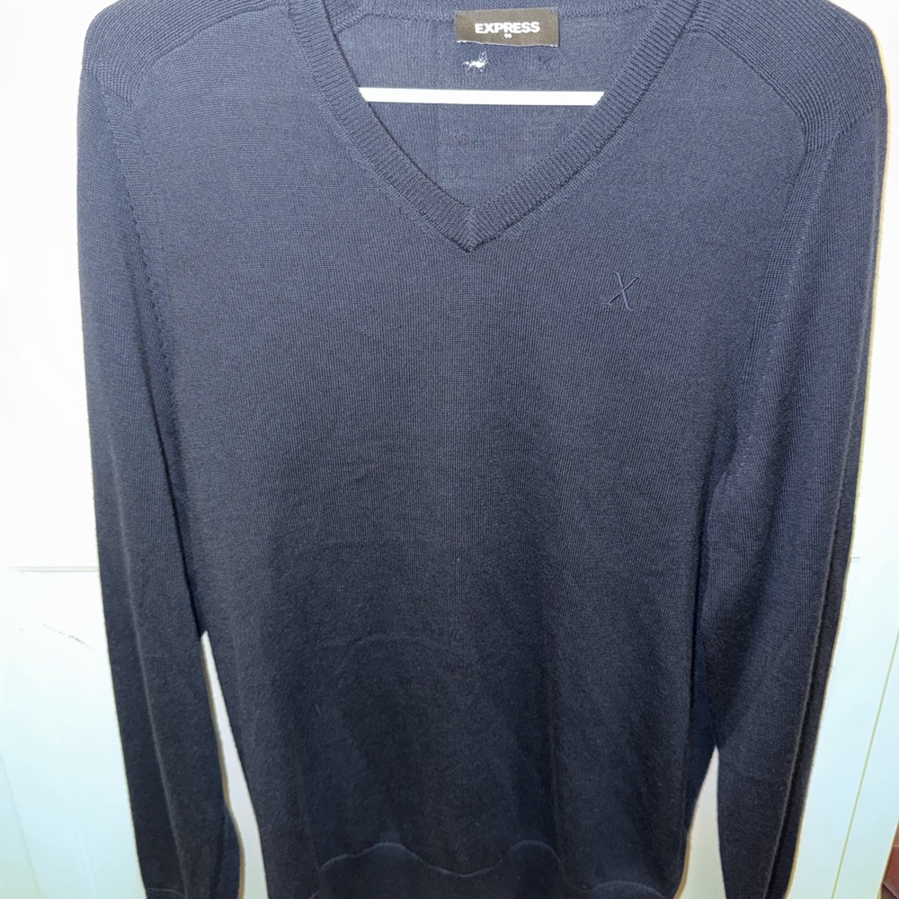 Express Men's V-Neck Sweater - Dark Navy